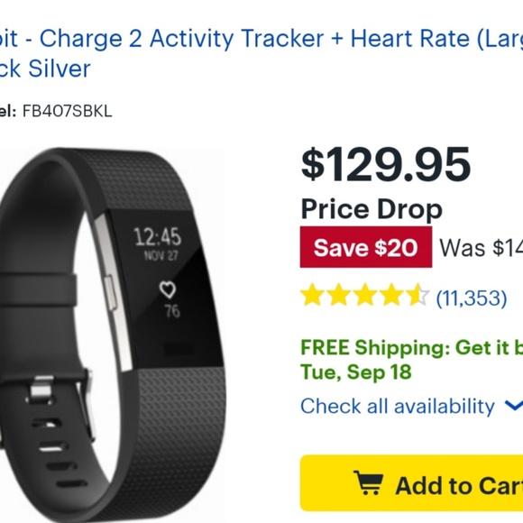 FITBIT Charger 2 Activity Tracker - Picture 2 of 2